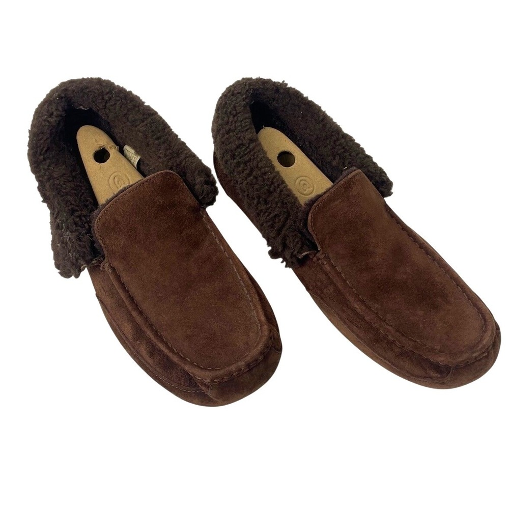UGG Ascot Dusted Cocoa Suede Shearling Moccasin Slippers Slip-on Mens Size 13